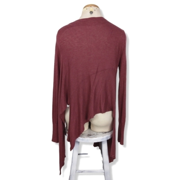 Free People Asymmetrical Drape Cardigan in Wine Size Small - Picture 8 of 12